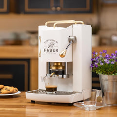 Faber PRO Total Deluxe Kaffeemaschine aus Messing, 44 mm Ese Papier, 1.3 liters, (Weiß)