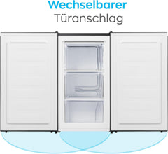 Heinrich´s Gefrierschrank 61Liter -18°C Freezer, 3x Gefrierschublade, 7 Stufen Temperaturregler, Airflow, wechselbarer Türanschlag weiß