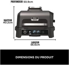 Ninja Woodfire Electric BBQ Grill & Smoker & Air Fryer, 7-in-1 Outdoor BBQ Grill, Air Fry, Smoke, Roast, Bake and more, Weather Resistant, Non-Stick, Portable, Electric, Grey/Black OG701EU