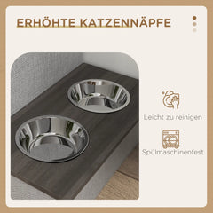 Edelstahl Futternapf Set 2 Näpfe Grau 78x48x49,5 cm