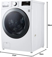 LG F4WV7080, Klasse A, Frontlader-Waschmaschine 8 kg, 1400 U/Min, AI Direct Drive, Wi-Fi, Tiefenreinigung mit Dampf, Große Kapazität, TRIPLE A, Außentür aus Sicherheitsglas, 62 x 60 x 85 cm ꟷ Weiß