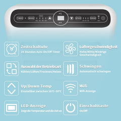 SHINCO Mobile Klimaanlage mit Abluftschlauch, 3-in-1Klimaanlage mit Luftentfeuchter&Ventilator, 7000BTU, 2,05 kW, Mobiles Klimagert mit Schlafmodus, Timer und Montagematerial, Rume bis 54m