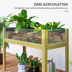 Outsunny Hochbeet mit Acrylplatten & Ablauflöchern, 110 × 50 × 80 cm