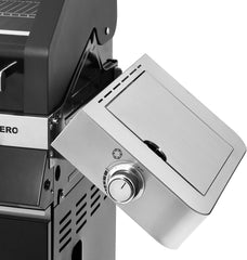 RÖSLE Elektrogrill BBQ-Portable Videro E2-P, tragbarer Tischgrill mit 2 Brennern, Warmhalterost und Deckel mit Glaseinsatz, pulverbeschichteter Stahl, schwarz/silbern