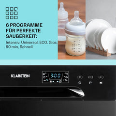Klarstein ia 8 - Spülmaschine, Geschirrspüler, Freistehend, Teilintegriert, F, 55 cm breit, 8 Maßgedecke, 6 Programme, Aquastop, silber