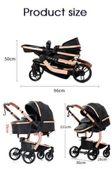 3 in 1 Kombikinderwagen 3 in 1 Reisesysteme Kinderwagen Infant Hochlandschaft Liegender Buggy Kinderwagen Neugeborenen Kinderwagen Faltbarer Standardkinderwagen (906 White)