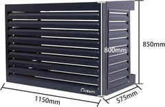Qventi Abdeckung für Klimaanlage - Anthrazit/Grau - Aluminium - Schutzgitter - Verkleidung - Einfache Montage - Größe S - Außenmaße (LxBxH): 100 x 50 x 75 cm