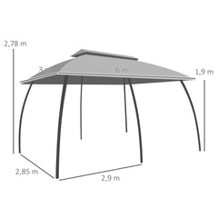 Outsunny Gartenpavillon mit Winddach und Vorhängen