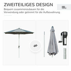 Outsunny Sonnenschirm 2,7 m Dunkelgrau mit Kurbel & UV-Schutz