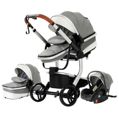 3 in 1 Kombikinderwagen 3 in 1 Reisesysteme Kinderwagen Infant Hochlandschaft Liegender Buggy Kinderwagen Neugeborenen Kinderwagen Faltbarer Standardkinderwagen (906 White)