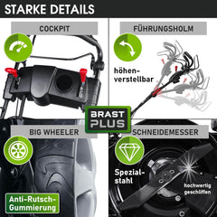 BRAST® Benzin Rasenmäher Trike mit Antrieb | 5,2kW(7PS) | 53cm Schnittbreite | viele Modelle | TÜV | 4 Takt OHV Motor | 30-80mm Schnitthöhe | 60L Fangkorb | Stahlgehäuse | Speed
