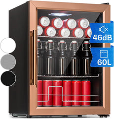 Klarstein Mini Kühlschrank mit Glastür für Zimmer, Getrnkekühlschrank mit Verstellbaren Ablagen, Kleiner 80 Liter, Indoor/Outdoor Kühlschrank Leise