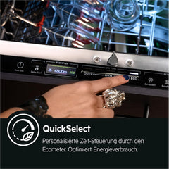 AEG Vollintegrierter Geschirrspüler 60cm, Spülmaschine Serie 7000: mit Glasschutz, Energieklasse A, Besteckschublade, personalisierte Zeit-Steuerung, leise 41dB, ComfortRails, Wasserstopp, FSE7676AP
