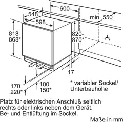 Bosch GIV11ADC0 Serie 6 Einbau-Gefrierschrank, 95 kWh, Jahr, 70 l, LowFrost, FreshSense, 72 x 56