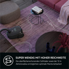 AEG CLEAN 6000 AB61C2DB Staubsauger mit Beutel / hohe Saugleistung / inkl. Polsterdüse / 50 % Recyclingkunststoff / ideal für Haustierbesitzer / Reinigen von Polstern / 12 m Kabel / 750 W / Blau