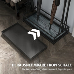 HOMCOM Regenschirmständer Stahl Schwarz mit 24 Haken & Auffangschale