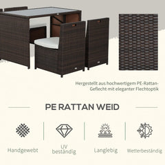 Outsunny Polyrattan Gartenmöbelset 5-tlg. wetterfest UV-beständig