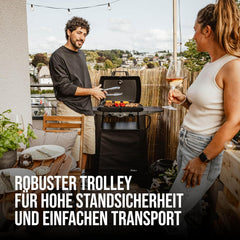 EndersGasgrill Urban II Pro, Tischgrill, Grillen-, Kochen- und Backen Funktion, 2 Brenner Edelstahl, mit Grill-Thermometer, Balkon-, Camping-Grill, Aluguss-Gehäuse, Gusseisen-Rost, #2062