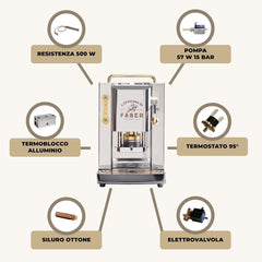 Faber PRO Total Deluxe Kaffeemaschine aus Messing, 44 mm Ese Papier, 1.3 liters, (Weiß)