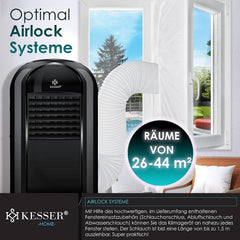 KESSER® Klimaanlage Mobil Klimagerät Sky Tower 4in1 kühlen, Luftentfeuchter, lüften, Ventilator - 9000 BTU/h (2.600 Watt) 2,7KW - Klima, Fernbedienung und Timer, Nachtmodus (EEK: D), Schwarz