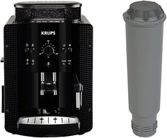 Krups Arabica Picto Kaffeevollautomat, Milchschaumdüse, 2-Tassen-Funktion, Drehregler, Einfache Reinigung, Kaffeemaschine, Schwarz, EA810870