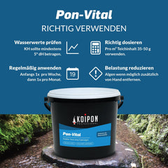 KOIPON Pon-Vital 25 kg, Die 100% biologische Alternative zum Fadenalgenvernichter gegen Algenwachstum und Fadenalgen im Gartenteich