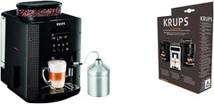 Krups Essential Kaffeevollautomat mit Milchschlauch, 2-Tassen-Funktion, LCD-Display, Einfache Reinigung, Kaffeemaschine, TÜV-Siegel, Schwarz, EA816031