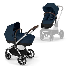 CYBEX Gold Kinderwagen EOS Lux 2-in-1 mit Babyschale Aton B2 i-Size und Babyschalen-Adapter, Reisesystem, Ab Geburt bis 22 kg (ca. 4 Jahre), Moon Black (Schwarz)