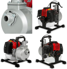 EBERTH 5,5PS Wasserpumpe mit 30.000l/h und 30m Förderhöhe, 2 Zoll Anschluss, Gartenpumpe Schmutzwasserpumpe mit 4-Takt-Motor und 7m Ansaughöhe, Benzin Pumpe, Seilzugstart, Metallfuß, Tragegriff