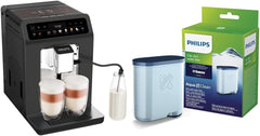 Krups Evidence One Kaffeevollautomat mit Milchschlauch, 12 Getränke, 2-Tassen-Funktion, Farbdisplay, Kaffeemaschine, TÜV-Siegel, Schwarz, EA895N10, Meteor Graphit