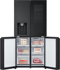 LG GMG861EPAE InstaView SLIM Multi-Door, Klasse E, 508 L, Kühlschrank mit Gefrierfach, Eis-, Crushed Ice- Wasserspender mit UVnano, Total NoFrost, Smart Inverter Kompressor, Wi-Fi, Farbe Matte Black