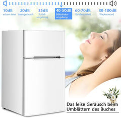 GOPLUS Kühlschrank mit Gefrierfach - Kühl Gefrierkombination / 90L Gesamtnutzinhalt, 27L Gefrierteil/Thermostat einstellbar/LED Innenbeleuchtung/Türanschlag wechselbar (Weiß)