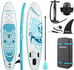Premium-Stand-Up-Paddle-Board, Yoga-Board mit strapazierfähigem SUP-Zubehör und Tragetasche | Breiter Stand, Surf-Kontrolle, rutschfestes Deck, Leine, Paddel und Pumpe für Jugendliche und Erwachsene