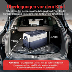 AAOBOSI Compressor Cool Box 36 L, Cool Box Car with WiFi App Control, 12/24 V and 100-240 V Electric Cool Box, up to -20 °C for Car, Truck, Boat, Motorhome, Camping, Double Zone