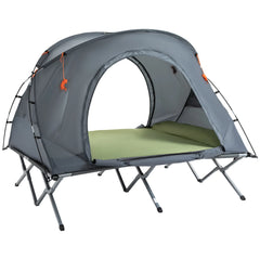 Outsunny Campingbett mit Zelt & Luftmatratze für 2 Personen, 200×146×159 cm, Grau
