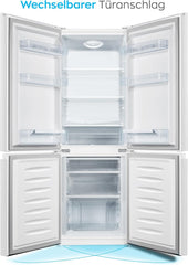 Heinrichs Fridge Freezer Combination 175 Litres, Cooling Volume 122 L, Freezer 53 L, LED Interior Lighting, Fridge Door Hinge, Changeable, Quiet 39 dB, Large Freezer Boxes, 7 Temperature Levels, inox