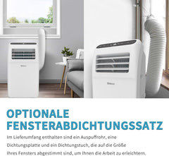 SHINCO Mobile Klimaanlage mit Abluftschlauch, 3-in-1Klimaanlage mit Luftentfeuchter&Ventilator, 7000BTU, 2,05 kW, Mobiles Klimagert mit Schlafmodus, Timer und Montagematerial, Rume bis 54m