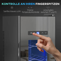 HOMCOM Weinkühlschrank 12 Flaschen 30 L Schwarz
