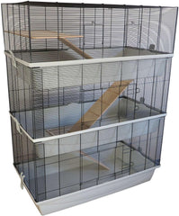 PETGARD Kleintier-Käfig Carlos Sky - XXL Hasen-Käfig - 3-stöckiges Nager-Haus - Hamsterkäfig mit Holzleitern - Mäusekäfig 98 x 52 x 129 cm