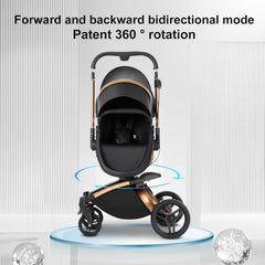 3 in 1 Kombikinderwagen 3 in 1 Reisesysteme Kinderwagen Infant Hochlandschaft Liegender Buggy Kinderwagen Neugeborenen Kinderwagen Faltbarer Standardkinderwagen (906 White)