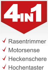 Scheppach Benzin Multigartengerät MT33P Multifunktionsgerät | 4in1 - Rasentrimmer Kettensäge Motorsense Heckenschere | 1,22PS Leistung | 2-Takt-Motor | inkl. Schultergurt und Hüftschutz