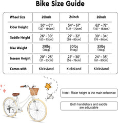 Glerc Missy 20 24 26 Zoll Mädchen City 6-Gang Hybrid Cruiser Fahrrad mit Weidenkorb für Jugend über 6-Jahre alt, mehrere Farben
