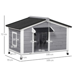 PawHut Hundehütte Outdoor aufklappbares Dach wetterfest Massivholz