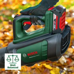 Bosch Akku-Laubbläser AdvancedLeafBlower 36V-750 (1x 2.0 Ah Akku, 36 Volt System, zum Entfernen hartnäckiger Blätter auf großen Flächen, geringes Gewicht: 2,8 kg, im Karton)