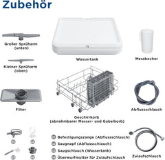 Gudsunal Tischgeschirrspüler, Mini Geschirrspüler mit 7L Wassertank,ohne Wasseranschluss, 6 Programme,72°C Hochtemperatur-Hygiene,Hybrid-Trocknung & Erhaltungsfunktion, Spülmaschine klein für Camping