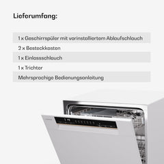 Klarstein ia 8 - Spülmaschine, Geschirrspüler, Freistehend, Teilintegriert, F, 55 cm breit, 8 Maßgedecke, 6 Programme, Aquastop, silber