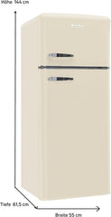 Amica KGC 15632 T Retro Kühl-/Gefrierkombination / Ice Blue (Türkis) / 144cm (H) x 55cm (B) x 62cm (T) / Retro-Design / Kühlschrank mit Gefrierfach