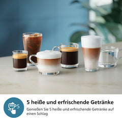 Philips 2300 Serie Vollautomatische Espressomaschine - 4 Getränke, modernes Farb-Touchscreen-Display, LatteGo-Milchsystem, SilentBrew, Keramikmahlwerk, AquaClean-Filter. Weißes Chrom (EP2333/40)