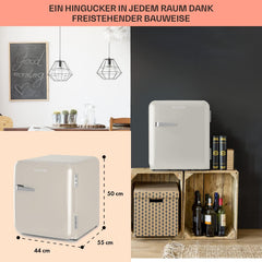 Klarstein Audrey Mini - kleiner Kühlschrank, kompakte Mini-Bar, freistehend, Kompressionskühlung, Fassungsvermögen, Kühlung: 0-10 °C, Mini-Kühlschrank mit 70 Liter Fassungsvermögen, rot