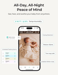 Dr.Care VistaView Smart WLAN Babyphone mit 2 Kameras, 5” 1080P HD, 2K Kamera, App-Steuerung, Bewegungs- & Weinen-Alarm, Nachtsicht, 5000mAh, Zwei-Wege-Audio, 390m Reichweite